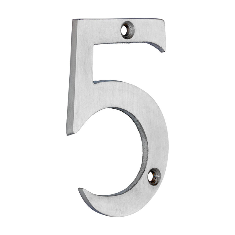 Door Numeral 5 - Satin Chrome - 75mm