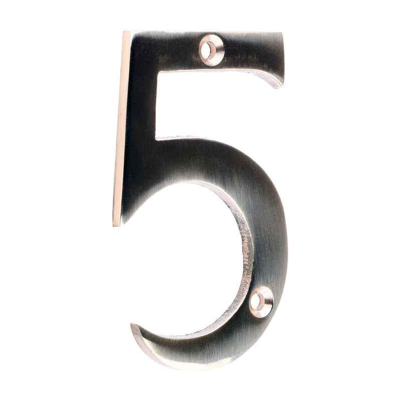 Door Numeral 5 - Polished Brass - 75mm