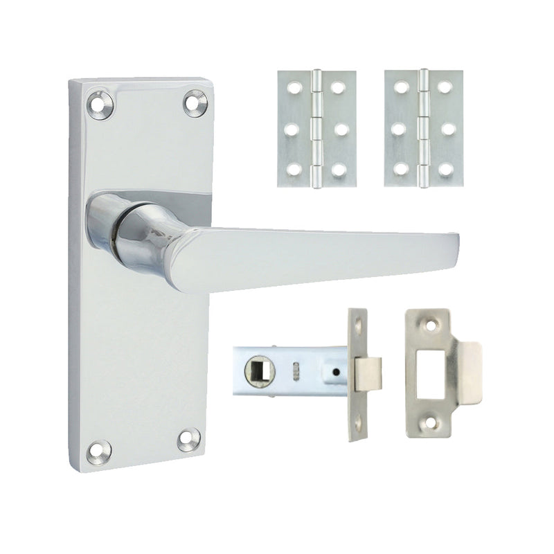 Victorian Straight Latch Door Pack - Polished Chrome - Mixed