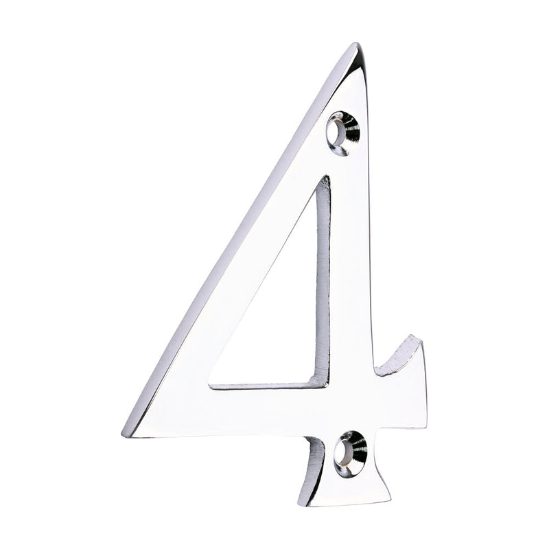 Door Numeral 4 - Polished Chrome - 75mm
