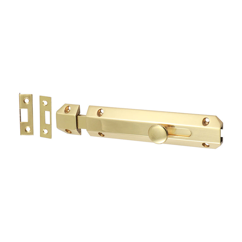 Architectural Flat Section Bolt - Polished Brass - 150 x 35mm