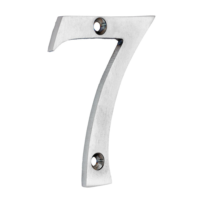 Door Numeral 7 - Satin Chrome - 75mm