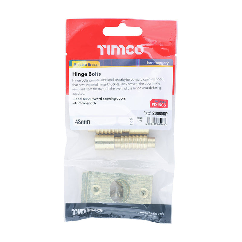 Hinge Bolts - Electro Brass - 48mm