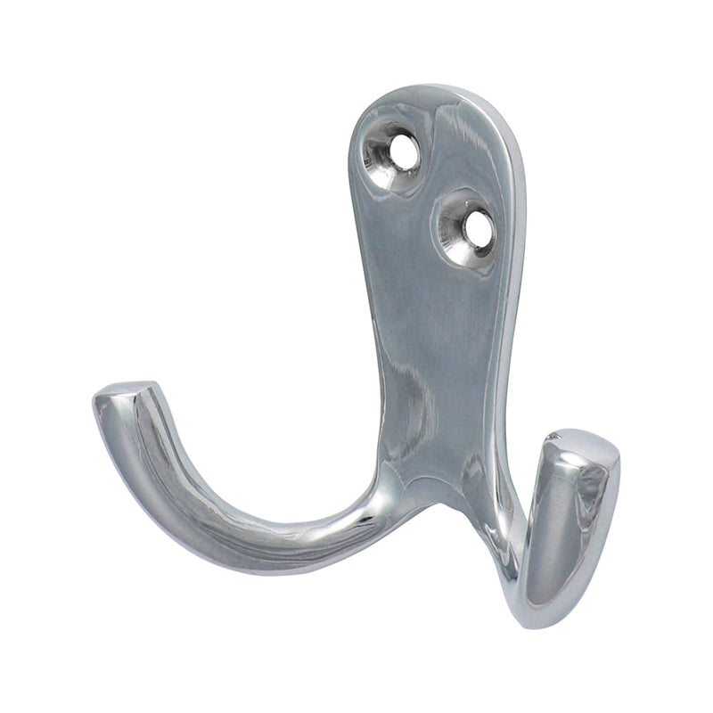 Double Robe Hook - Polished Chrome - 47 x 24mm