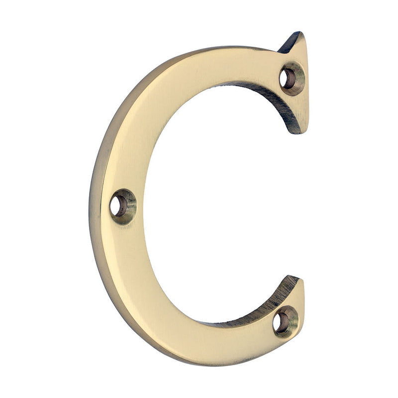 Door Letter C - Polished Brass - 65mm