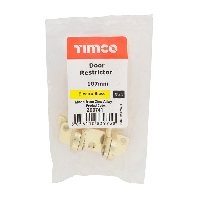 Door Restrictor - Electro Brass - 107mm