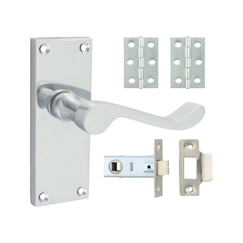 Victorian Scroll Latch Door Pack - Satin Chrome - Mixed