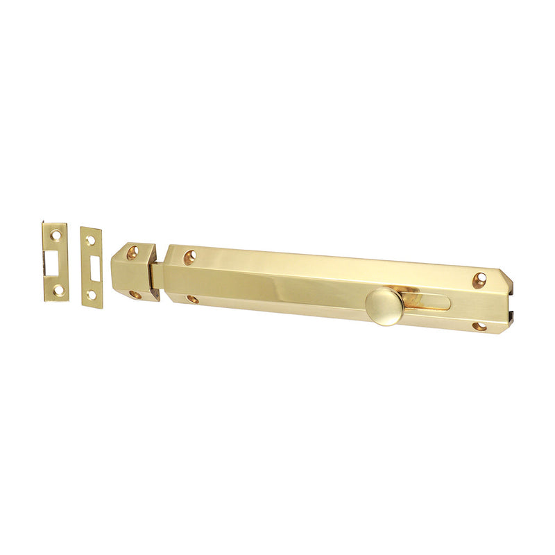 Architectural Flat Section Bolt - Polished Brass - 210 x 35mm