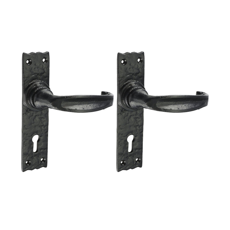 Narrow Style Lever Lock Handles - Antique Black - 155 x 37