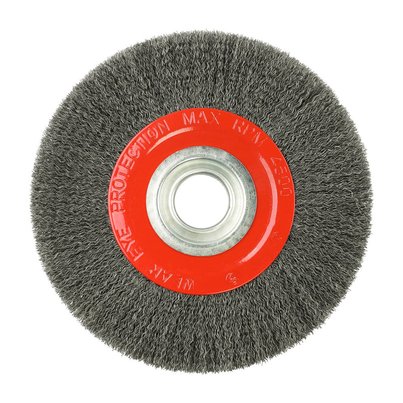 Wheel Brush with Plastic Reducer Set - Crimped Steel Wire - 200mm