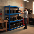 Heavy Duty Shelving Unit - 1770mm High with 8x 62L Plastic Storage Boxes