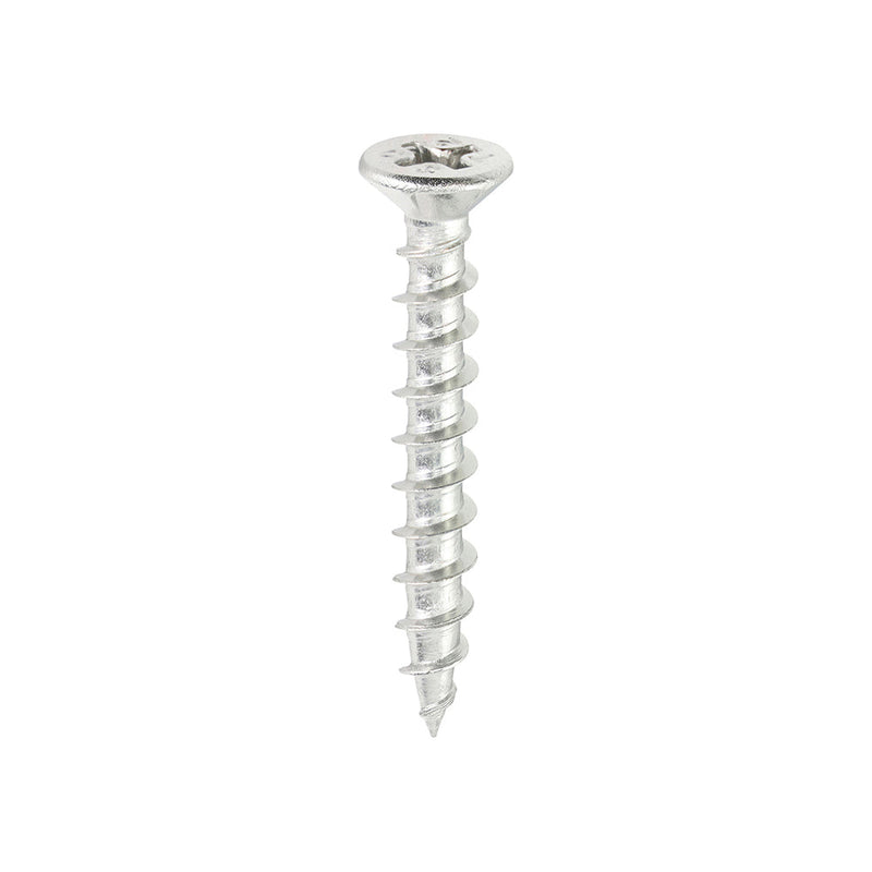 Window Fabrication Screws - Countersunk with Ribs - PH - Single Thread - Gimlet Tip - Stainless Steel - 4.3 x 30