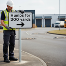 Professional Supplementary Sign for Speed Humps - Customizable Direction and Distance Display
