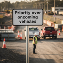 Premium Supplementary Plate for Traffic Priority - Post Mounting with Adjustable Text Size for Traffic Management