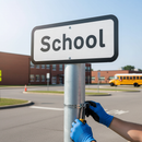 Premium Permanent Supplementary Plate for School Zones - Road Safety Sign for Child Awareness