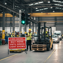 Premium 3-Way Control Road Sign - Wait HERE Until Green Light Shows, 1050x750mm with Engineer Grade Reflective Face