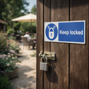 Keep Locked Safety Signs – 1mm Rigid Plastic & Vinyl – Indoor/Outdoor Use