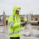 Premium Yellow Waterproof Insulated Parka Jacket with Reflective Bands and Multiple Pockets for Heavy-Duty Work