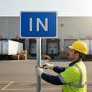 Premium Post Mounted Directional Sign for Multiple Entrances - Durable Reflective Road Sign 600mm x 450mm