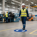 Premium Slip-Resistant Floor Sign 430mm for Ear Protection - Blue/White Safety Messaging