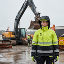 Premium Women's Hi-Vis Shell Jacket - Windproof, Waterproof, Detachable Hood for Comfort and Safety