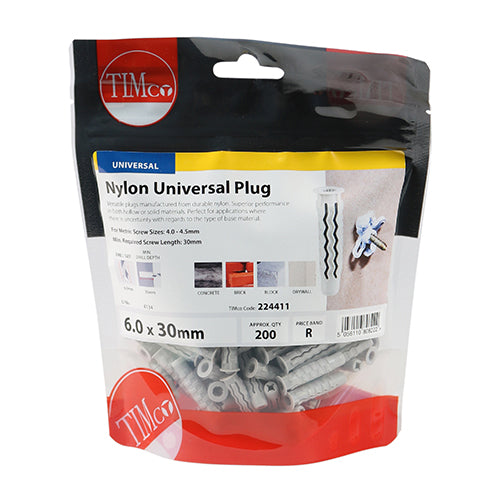 Nylon Universal Plugs - 6.0 x 30