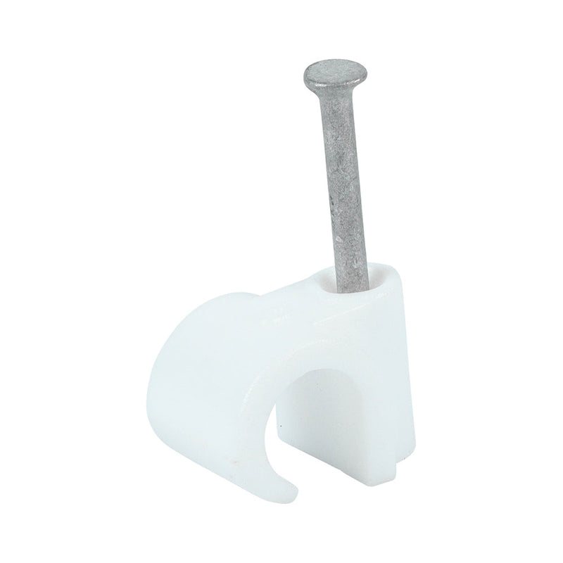 Round Cable Clips - White - To fit 9.0mm