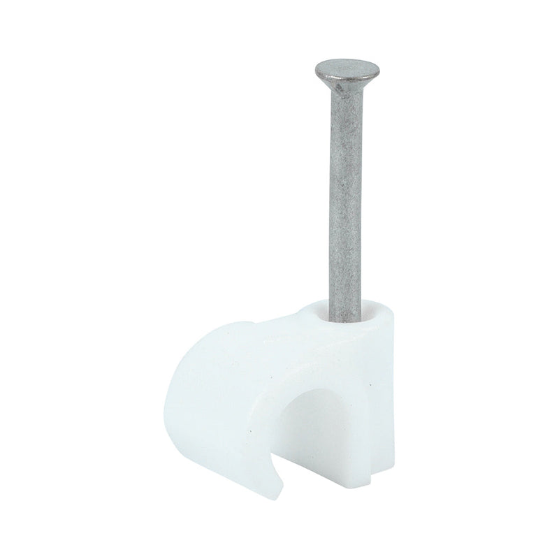 Round Cable Clips - White - To fit 7.0mm