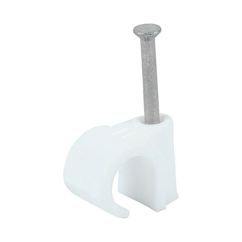 Round Cable Clips - White - To fit 11.0mm