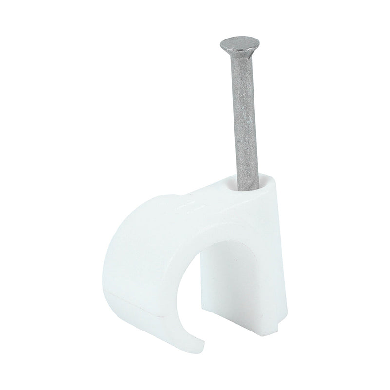 Round Cable Clips - White - To fit 14.0mm