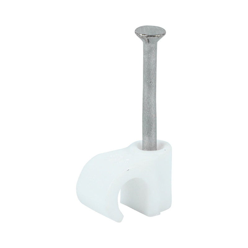 Round Cable Clips - White - To fit 6.0mm