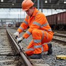 Premium Hi-Vis Orange Rail Spec Combat Trousers with Ample Pockets and Enhanced Durability for Safety and Comfort