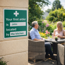 Your First Aider Is Located Safety Sign – 1mm Rigid Plastic – Durable & Weather Resistant – Indoor/Outdoor Use