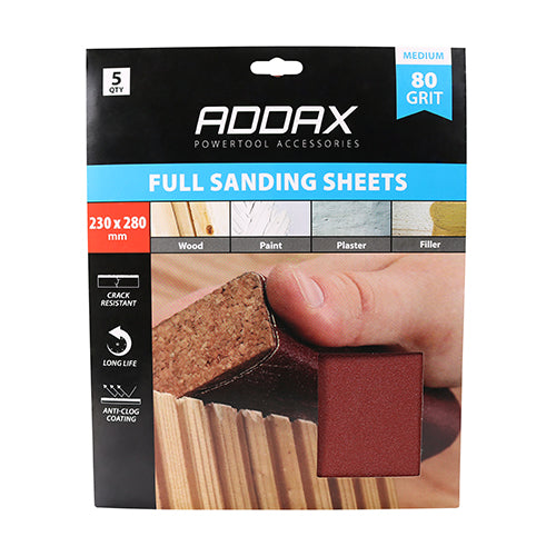 Sanding Sheets - 80 Grit - Red - 230 x 280mm