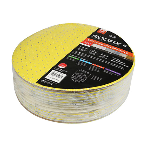 Drylining Sanding Discs - 120 Grit - Yellow - 225mm