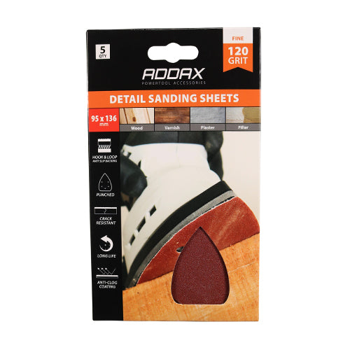 Detail Sanding Pads - 120 Grit - Red - 95 x 136mm