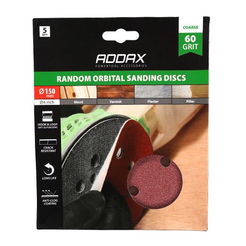 Random Orbital Sanding Discs - 60 Grit - Red - 150mm