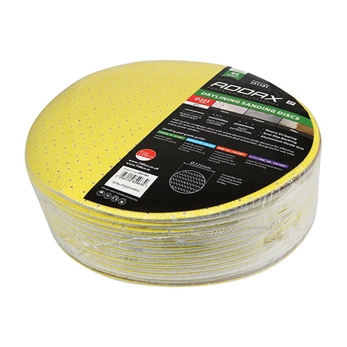 Drylining Sanding Discs - 40 Grit - Yellow - 225mm