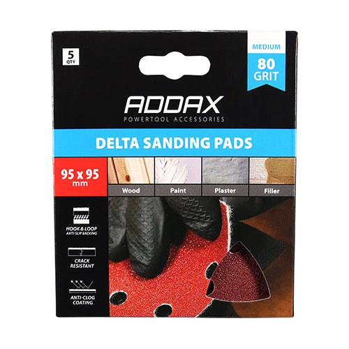 Delta Sanding Pads - 80 Grit - Red - 95 x 95mm