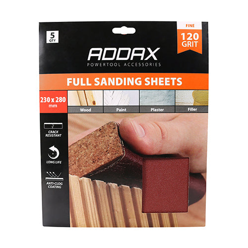 Sanding Sheets - 120 Grit - Red - 230 x 280mm