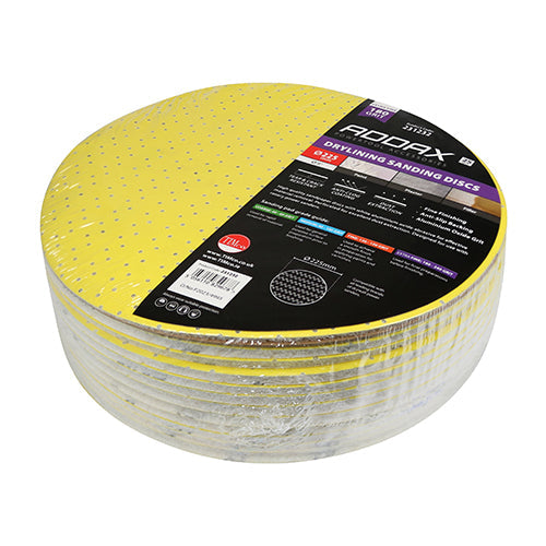 Drylining Sanding Discs - 180 Grit - Yellow - 225mm