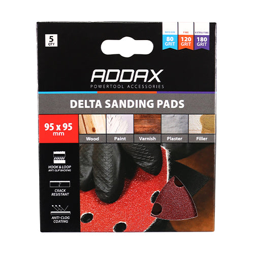 Delta Sanding Pads - Mixed - Red - 95 x 95mm (80/120/180)