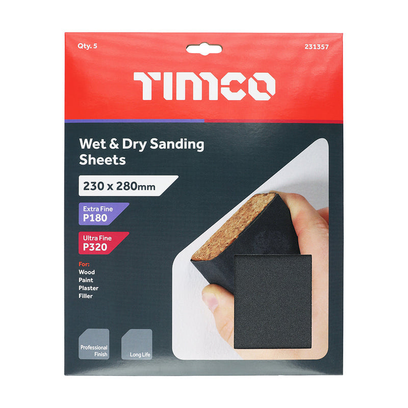 Wet & Dry Sanding Sheets - Mixed - Black - 230 x 280mm (180/320)