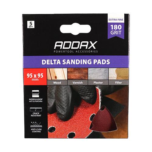 Delta Sanding Pads - 180 Grit - Red - 95 x 95mm