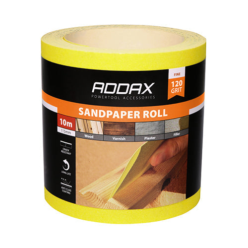 Sandpaper Roll - 120 Grit - Yellow - 115mm x 10m