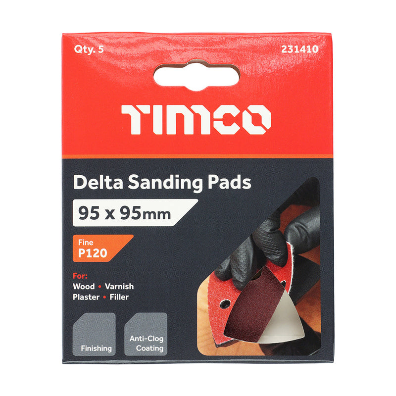 Delta Sanding Pads - 120 Grit - Red - 95 x 95mm