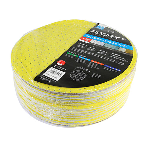 Drylining Sanding Discs - 100 Grit - Yellow - 225mm