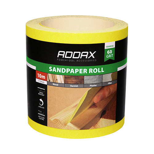 Sandpaper Roll - 60 Grit - Yellow - 115mm x 10m