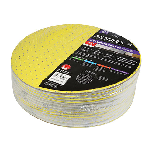 Drylining Sanding Discs - 220 Grit - Yellow - 225mm