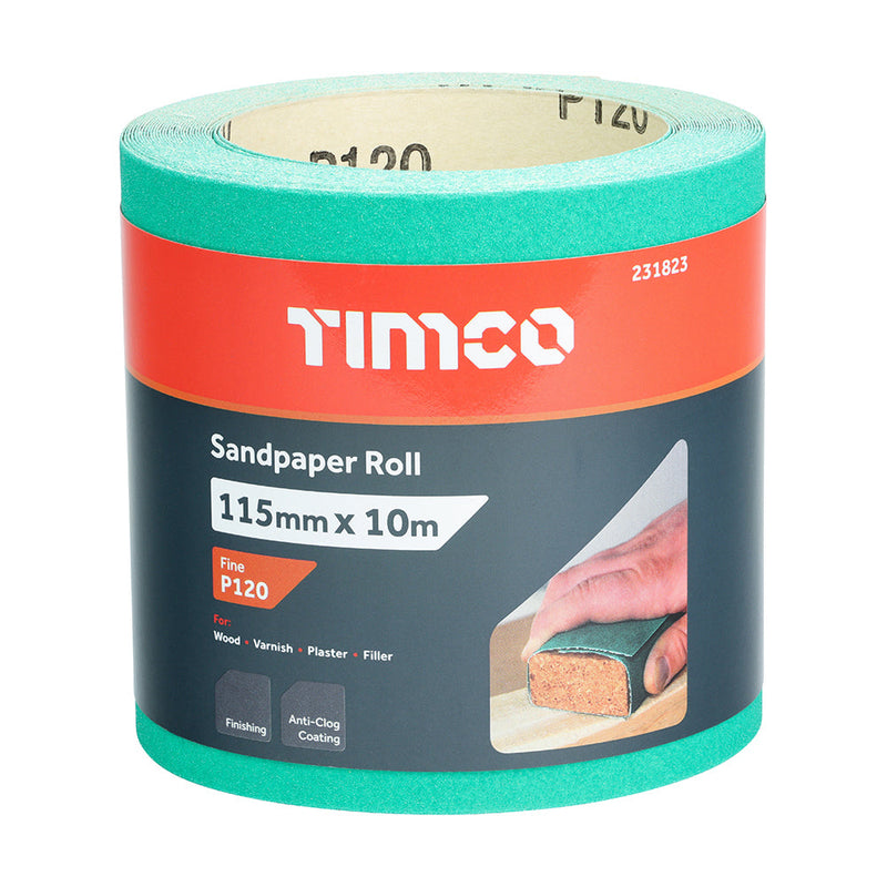 Sandpaper Roll - 120 Grit - Green - 115mm x 10m